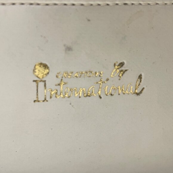 Vintage Creations By International Blue Leather Handle Handbag Gold-Tone Frame - Picture 5 of 8